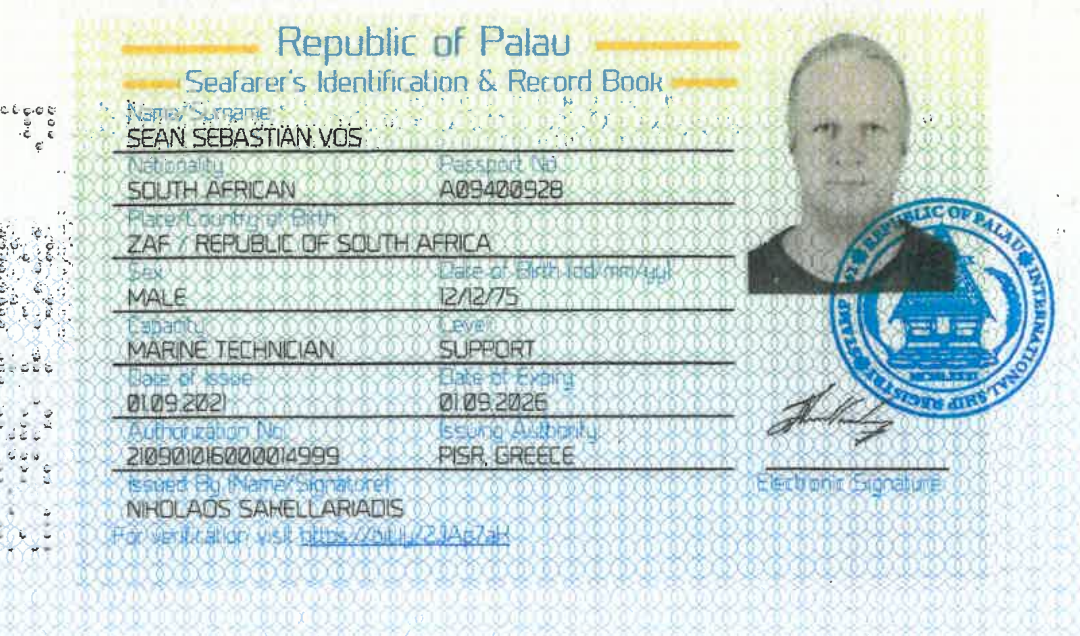 Certificate: Seaman's Book